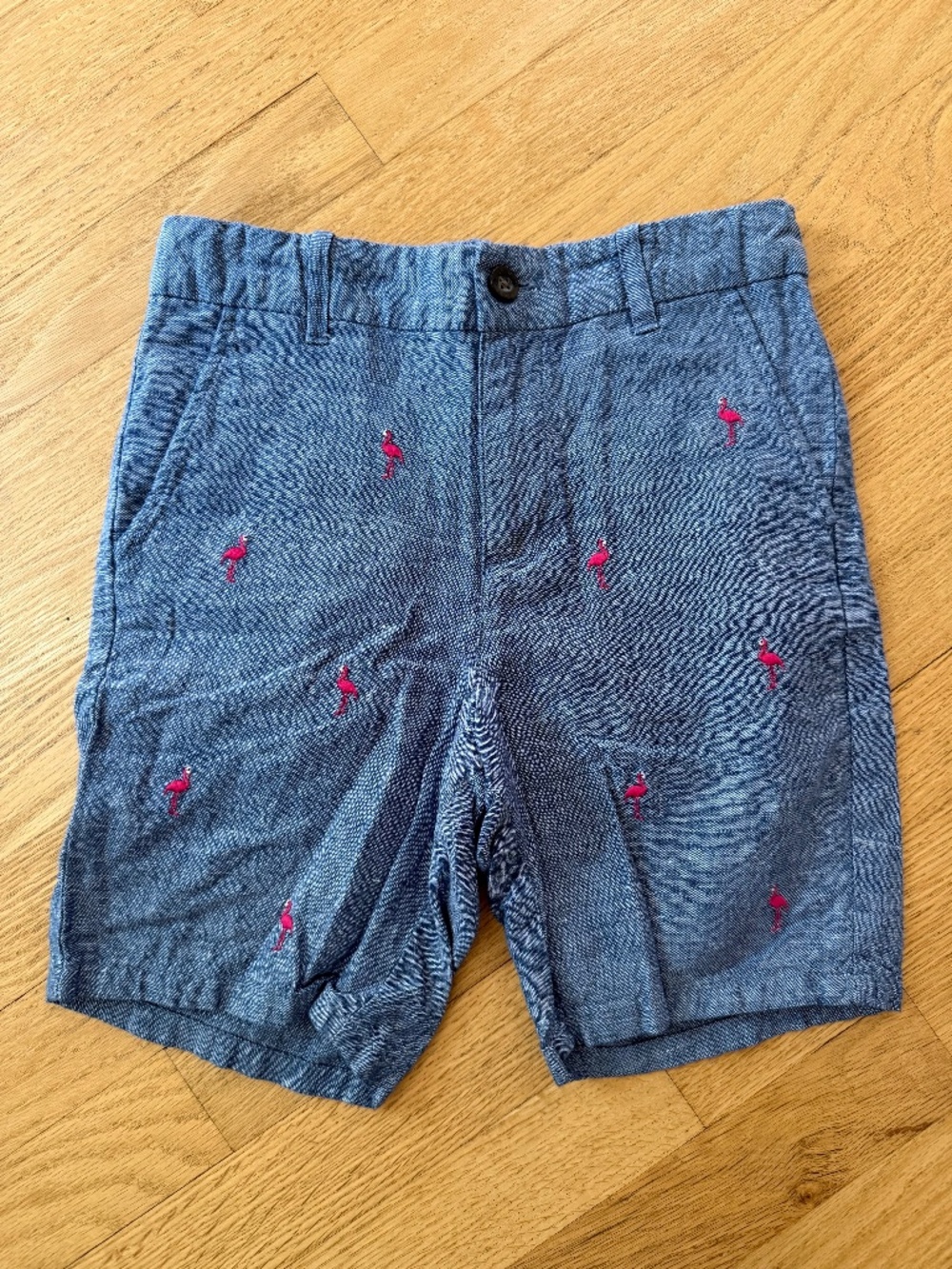 Janie & Jack Flamingo Embroidered Chambray Shorts Boys Size 8 | Summer Season